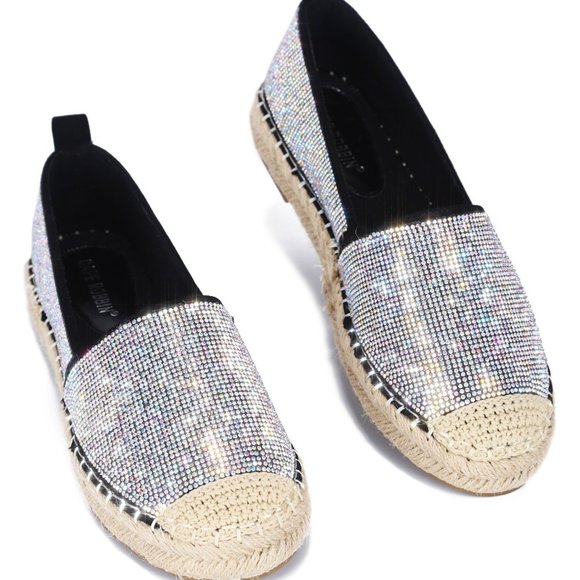 Shoes - Rhinestone Espadrille Flats